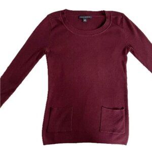 Banana Republic Silk Blend Burgundy Pullover with front pockets 3/4 sleeves